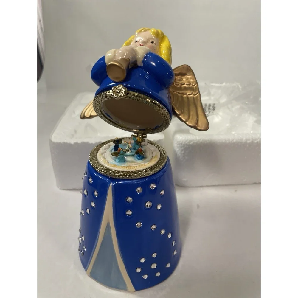 Mr Christmas Porcelain Angel Hinged Music Box 